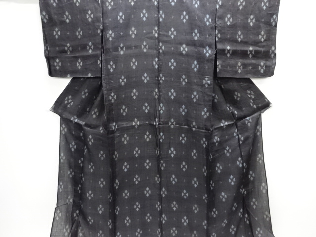 アンティーク　本麻　幾何学模様織り出し着物